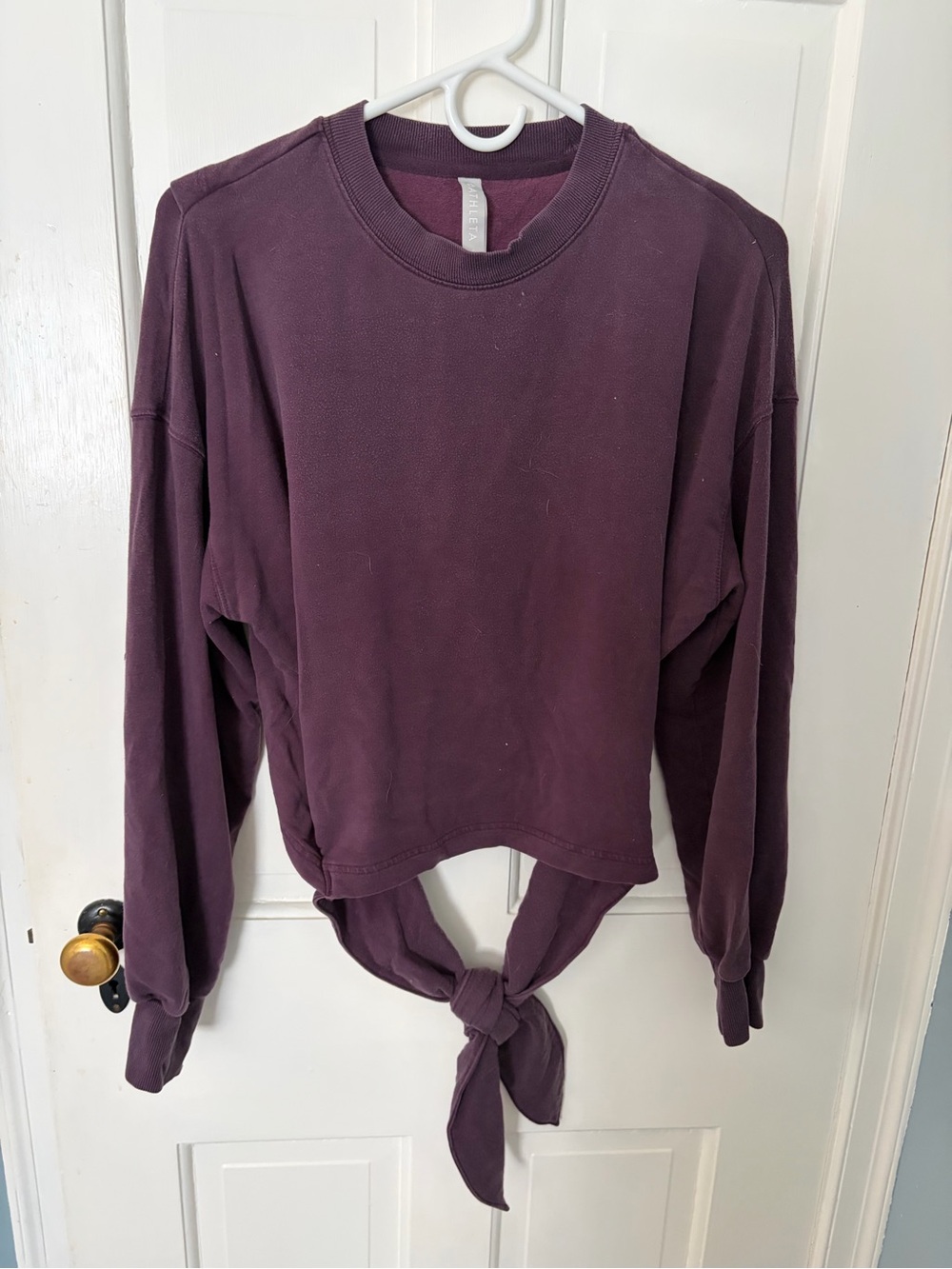 Athleta Small Women's Tie-Front Sweatshirt Top - Plum